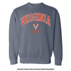 Comfort Colors navy garment dyed sweatshirt! UVA!!!!!!! Size Small crew neck